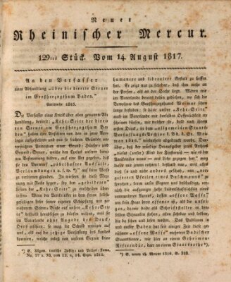 Neuer rheinischer Merkur (Rheinischer Merkur) Donnerstag 14. August 1817