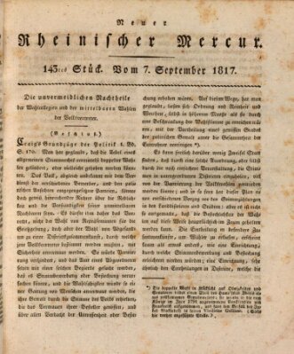 Neuer rheinischer Merkur (Rheinischer Merkur) Sonntag 7. September 1817