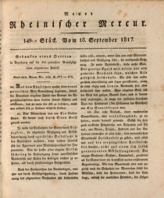 Neuer rheinischer Merkur (Rheinischer Merkur) Donnerstag 18. September 1817