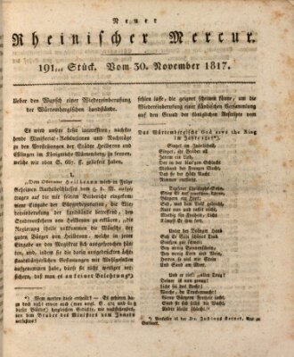 Neuer rheinischer Merkur (Rheinischer Merkur) Sonntag 30. November 1817