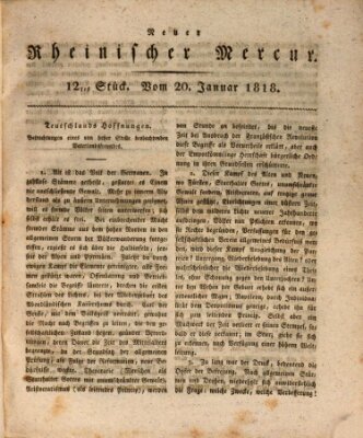 Neuer rheinischer Merkur (Rheinischer Merkur) Dienstag 20. Januar 1818