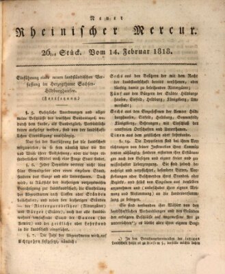 Neuer rheinischer Merkur (Rheinischer Merkur) Samstag 14. Februar 1818