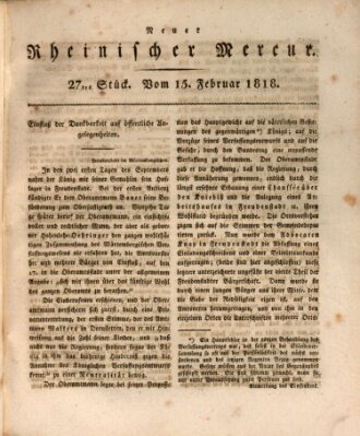 Neuer rheinischer Merkur (Rheinischer Merkur) Sonntag 15. Februar 1818