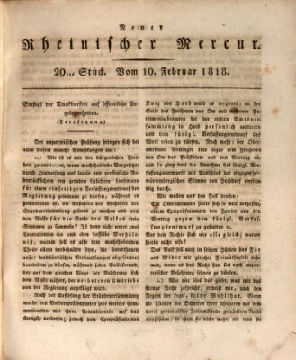 Neuer rheinischer Merkur (Rheinischer Merkur) Donnerstag 19. Februar 1818