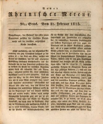 Neuer rheinischer Merkur (Rheinischer Merkur) Samstag 21. Februar 1818