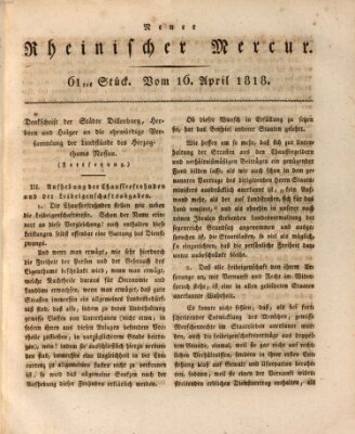 Neuer rheinischer Merkur (Rheinischer Merkur) Donnerstag 16. April 1818