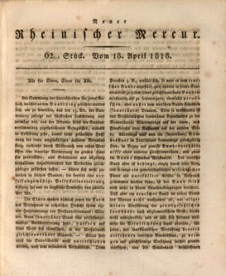 Neuer rheinischer Merkur (Rheinischer Merkur) Samstag 18. April 1818