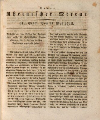 Neuer rheinischer Merkur (Rheinischer Merkur) Donnerstag 21. Mai 1818