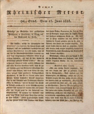 Neuer rheinischer Merkur (Rheinischer Merkur) Samstag 13. Juni 1818