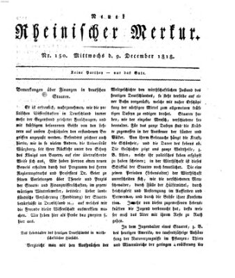 Neuer rheinischer Merkur (Rheinischer Merkur) Mittwoch 9. Dezember 1818