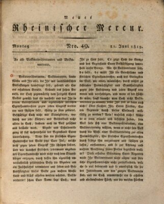 Neuer rheinischer Merkur (Rheinischer Merkur) Montag 21. Juni 1819