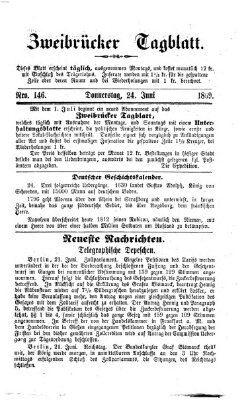 Zweibrücker Tagblatt Donnerstag 24. Juni 1869