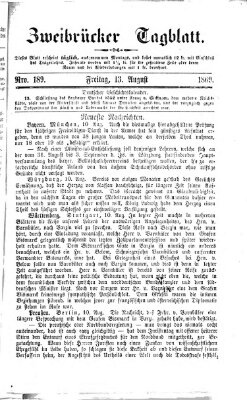 Zweibrücker Tagblatt Freitag 13. August 1869