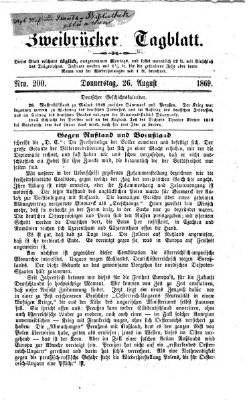 Zweibrücker Tagblatt Donnerstag 26. August 1869