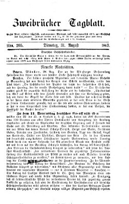 Zweibrücker Tagblatt Dienstag 31. August 1869