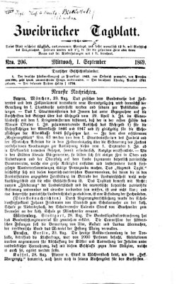 Zweibrücker Tagblatt Mittwoch 1. September 1869