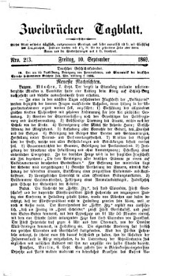 Zweibrücker Tagblatt Freitag 10. September 1869