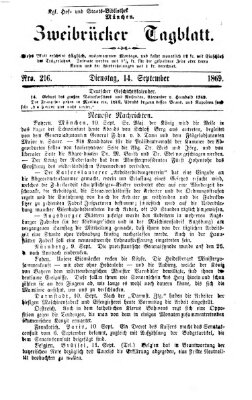 Zweibrücker Tagblatt Dienstag 14. September 1869