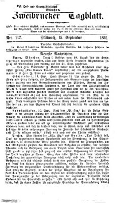 Zweibrücker Tagblatt Mittwoch 15. September 1869