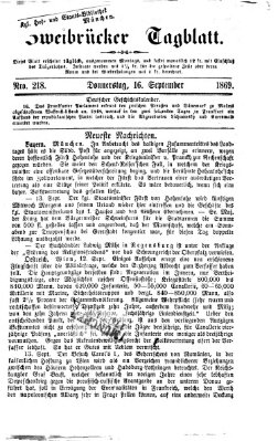 Zweibrücker Tagblatt Donnerstag 16. September 1869