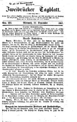 Zweibrücker Tagblatt Mittwoch 22. September 1869