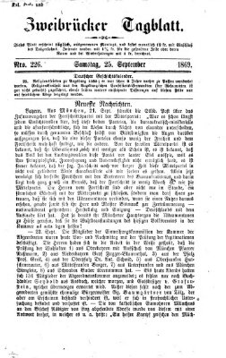 Zweibrücker Tagblatt Samstag 25. September 1869