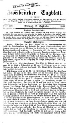 Zweibrücker Tagblatt Mittwoch 29. September 1869