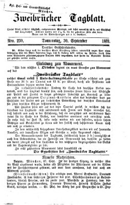 Zweibrücker Tagblatt Donnerstag 30. September 1869