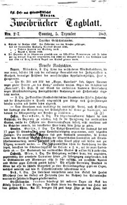 Zweibrücker Tagblatt Sonntag 5. Dezember 1869