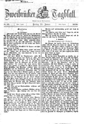 Zweibrücker Tagblatt Freitag 21. Januar 1870