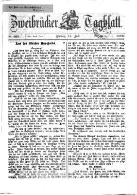 Zweibrücker Tagblatt Samstag 15. Januar 1870