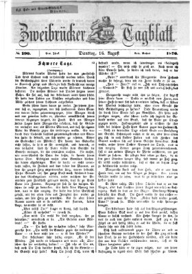 Zweibrücker Tagblatt Dienstag 16. August 1870