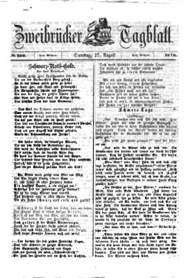 Zweibrücker Tagblatt Samstag 27. August 1870