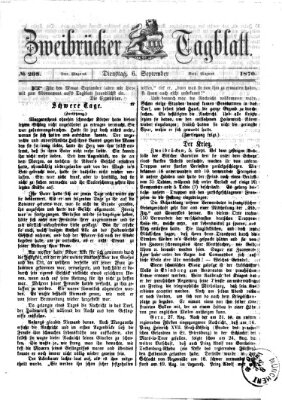 Zweibrücker Tagblatt Dienstag 6. September 1870