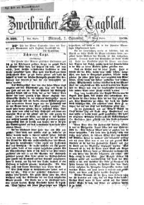 Zweibrücker Tagblatt Mittwoch 7. September 1870