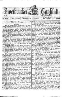 Zweibrücker Tagblatt Mittwoch 14. September 1870