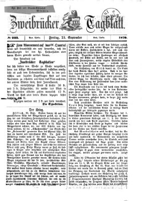 Zweibrücker Tagblatt Freitag 23. September 1870