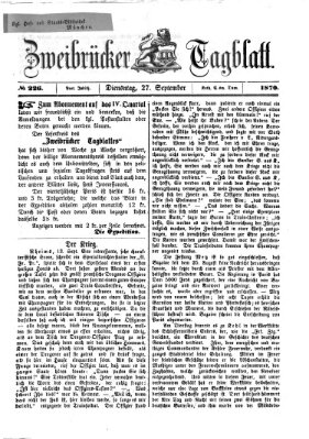 Zweibrücker Tagblatt Dienstag 27. September 1870