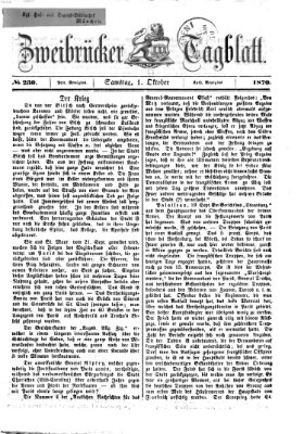 Zweibrücker Tagblatt Samstag 1. Oktober 1870