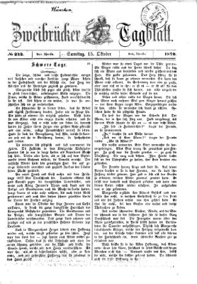 Zweibrücker Tagblatt Samstag 15. Oktober 1870