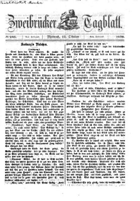 Zweibrücker Tagblatt Mittwoch 19. Oktober 1870