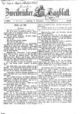 Zweibrücker Tagblatt Freitag 2. Dezember 1870