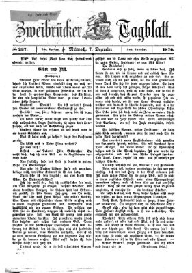 Zweibrücker Tagblatt Mittwoch 7. Dezember 1870