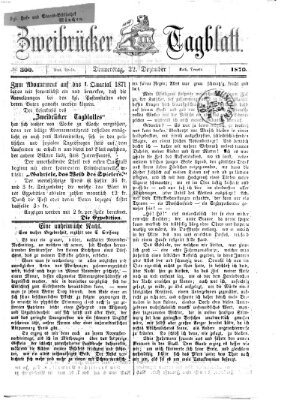 Zweibrücker Tagblatt Donnerstag 22. Dezember 1870