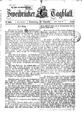 Zweibrücker Tagblatt Donnerstag 29. Dezember 1870