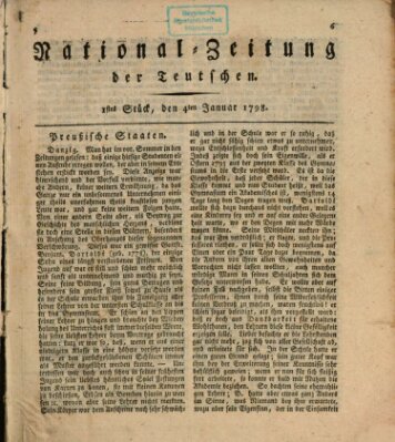 National-Zeitung der Deutschen Donnerstag 4. Januar 1798