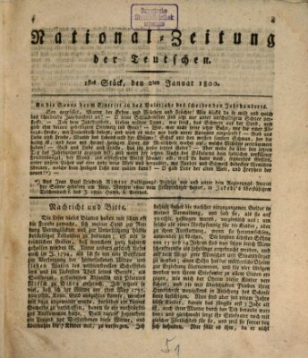 National-Zeitung der Deutschen Donnerstag 2. Januar 1800