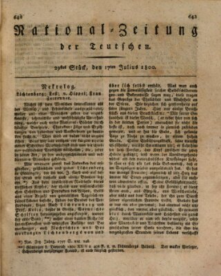 National-Zeitung der Deutschen Donnerstag 17. Juli 1800