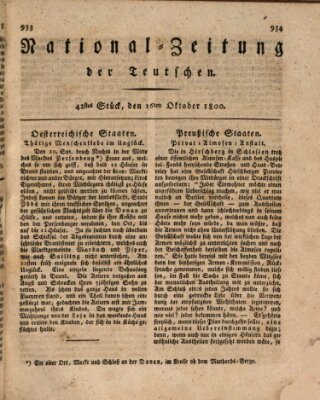 National-Zeitung der Deutschen Donnerstag 16. Oktober 1800