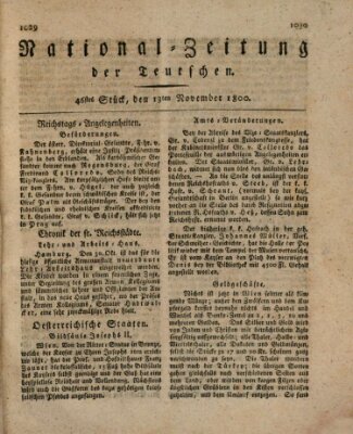 National-Zeitung der Deutschen Donnerstag 13. November 1800